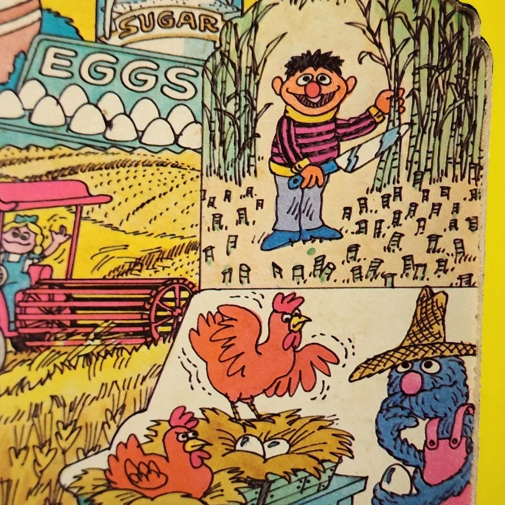 Vintage 1974 Playskool Sesame Street Where Do Things Come From Wood Puzzle 285-3